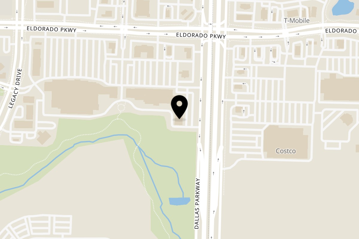Map showing the location of Crush Taco Dallas Parkway on 11445 Dallas Pkwy #230 in Frisco